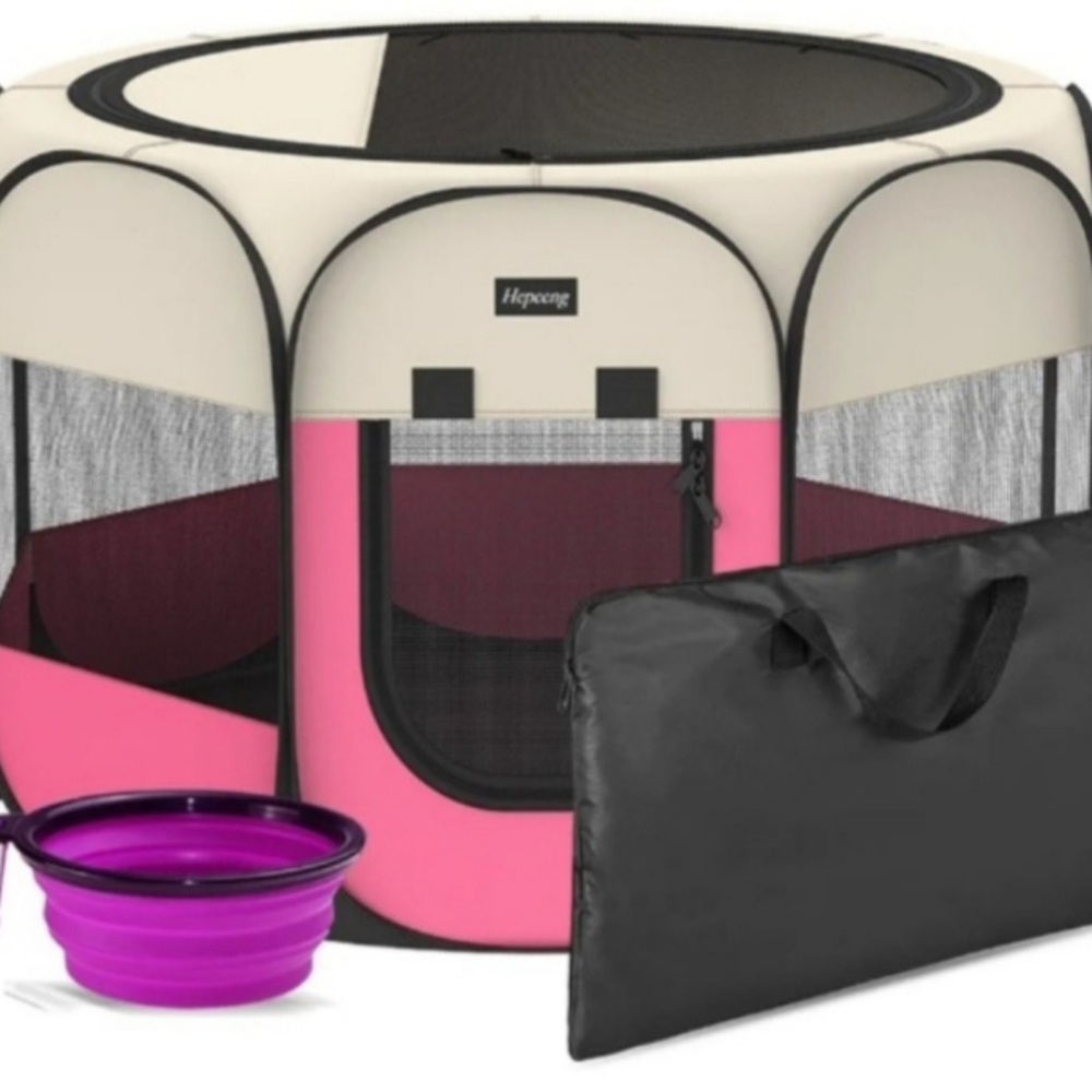 🐱🐶Portable foldable pet play pen tent with carrying case &  Water Biwl